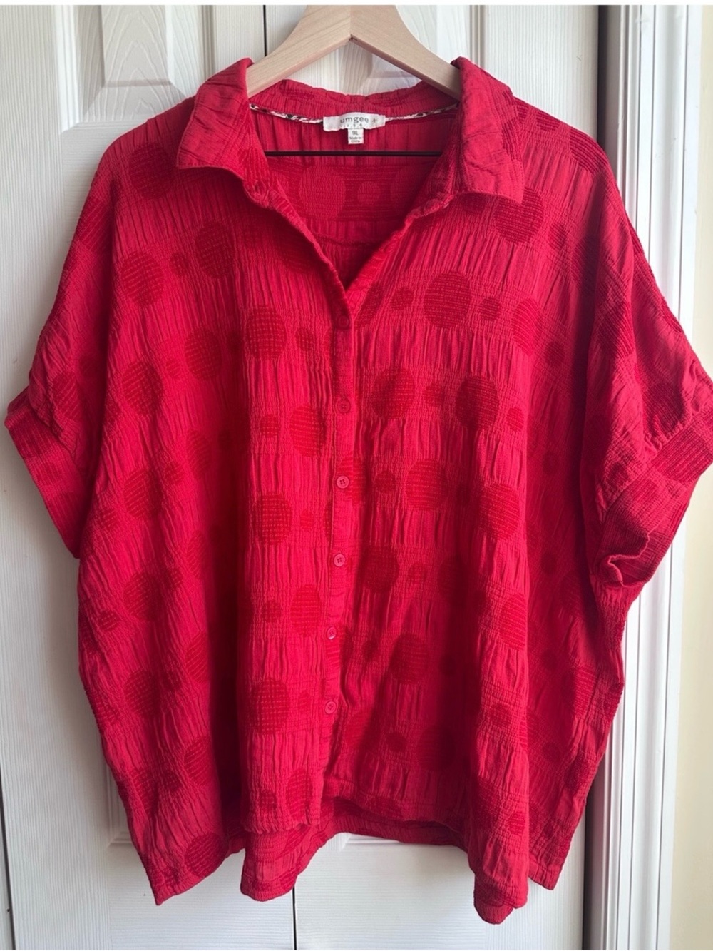 Umgee Red Textured Button-Down Shirt